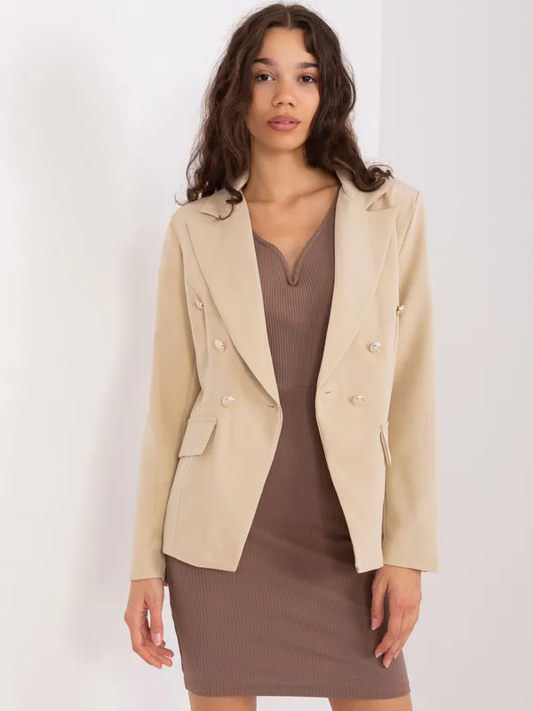 Beżowa dwurzędowa marynarka damska OCH BELLA