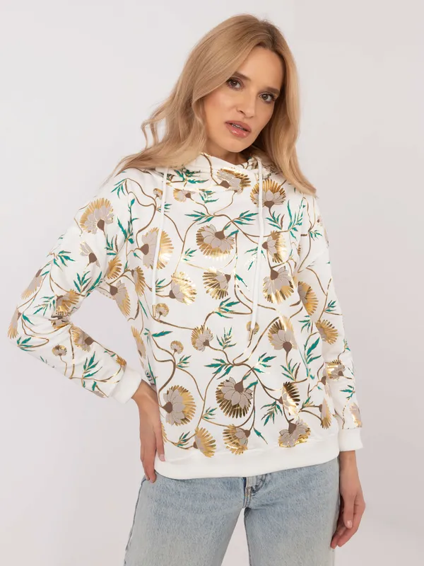 Bluza oversize z kapturem we wzory roślinne