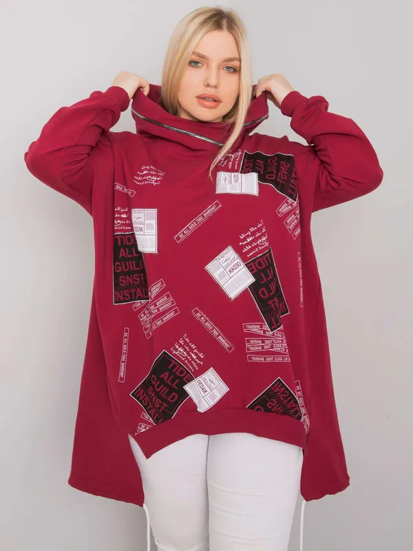Ciemnoniebieska bluza plus size z nadrukiem i aplikacją