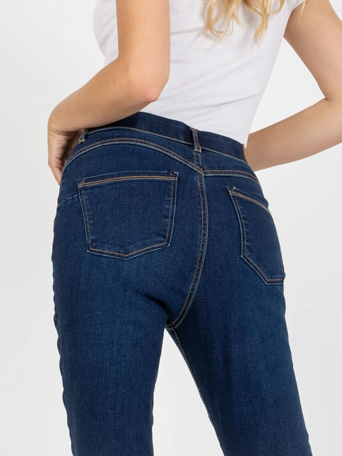 Ciemnoniebieskie spodnie jeansowe skinny STITCH & SOUL - zdjęcie 3