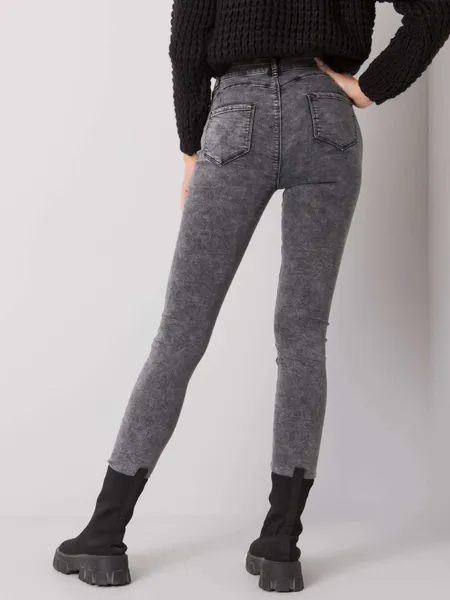 Szare jeansowe rurki high waist