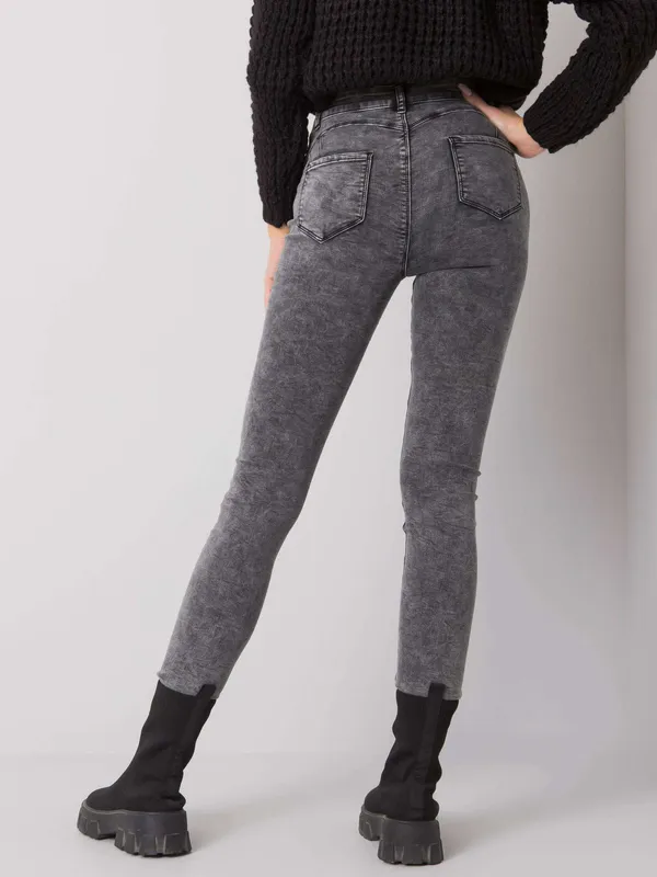 Szare jeansowe rurki high waist