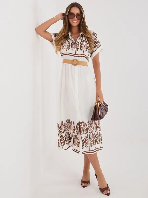 Sukienka szmizjerka midi z egzotycznym wzorem