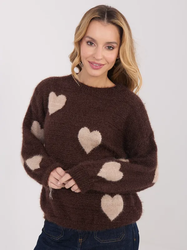 Sweter oversize w serca o luźnym kroju
