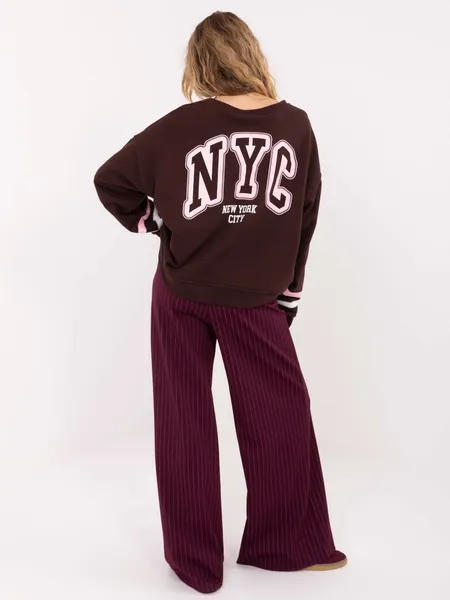 Casualowa bluza oversize z nadrukiem i pasami
