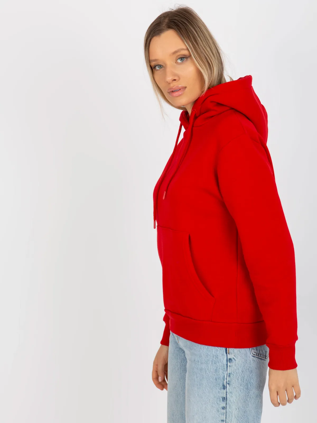 Ciemnoszara dresowa bluza basic kangurka RUE PARIS - zdjęcie 2