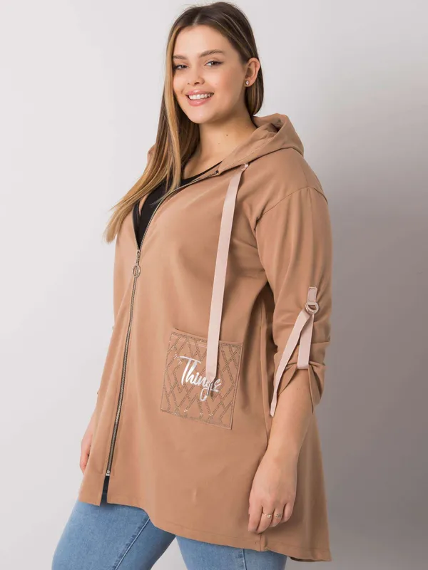 Rozpinana bluza oversize z kapturem i wiązanymi rękawami - widok 2