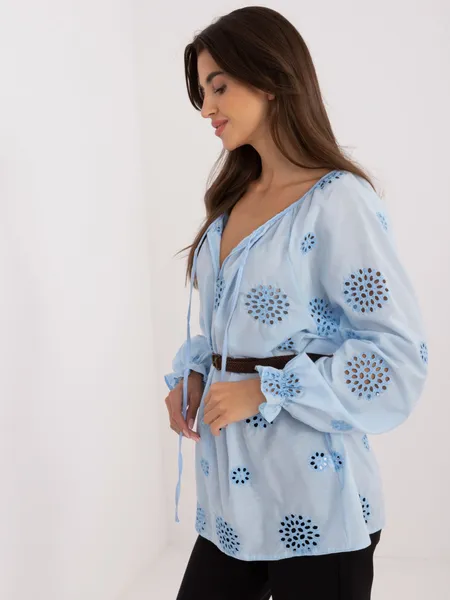 Bluzka oversize w stylu boho z ażurowym wzorem
