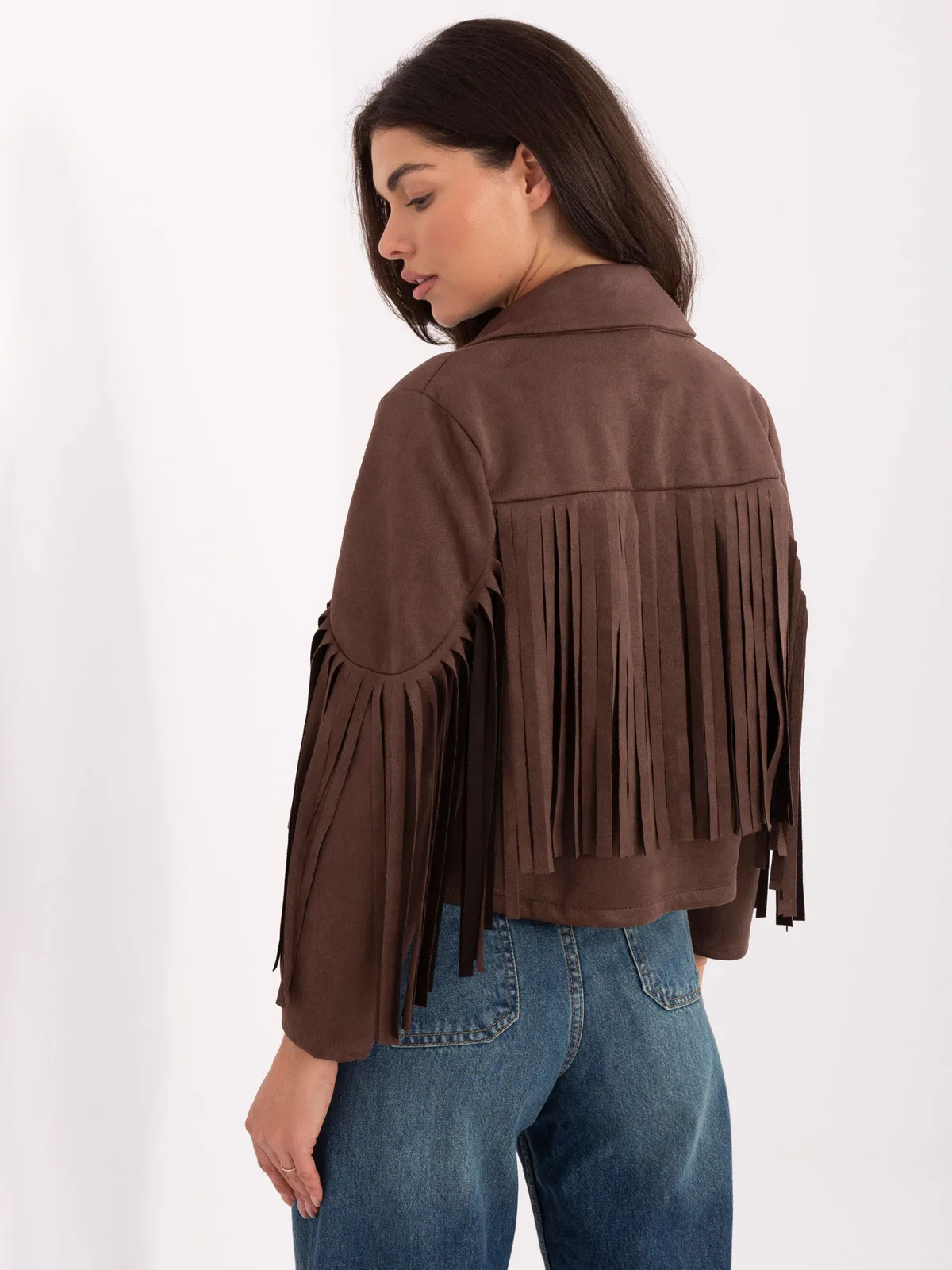 Krótka kurtka z frędzlami w stylu boho - zdjęcie 1