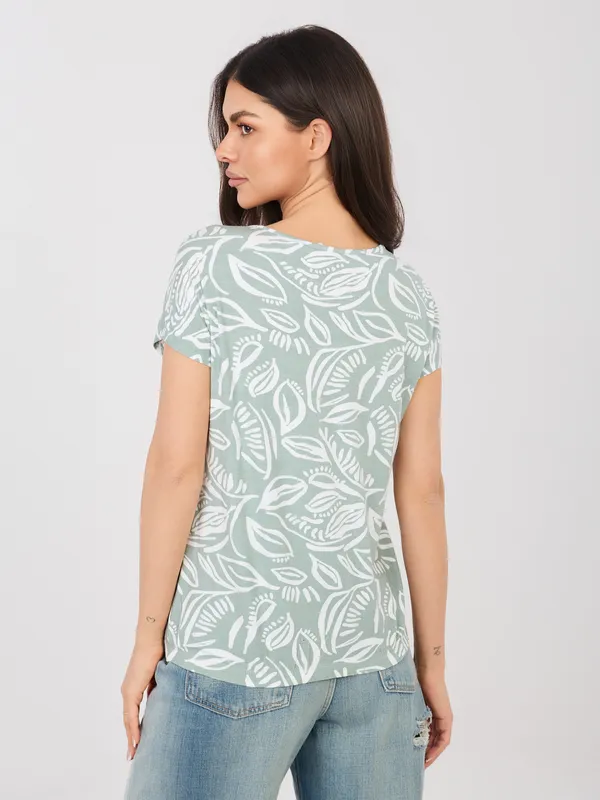 T-shirt z roślinnym nadrukiem w stylu casual