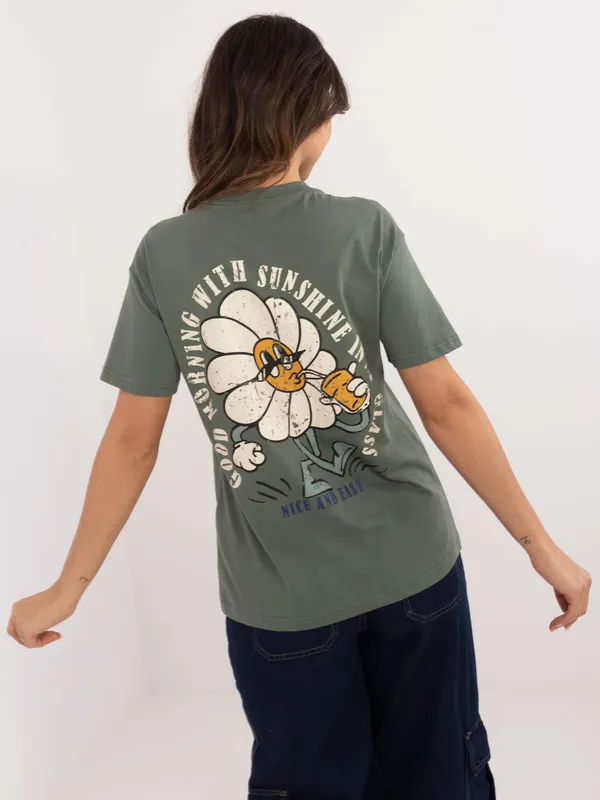 Casualowy T-shirt z pozytywnym nadrukiem Good Morning