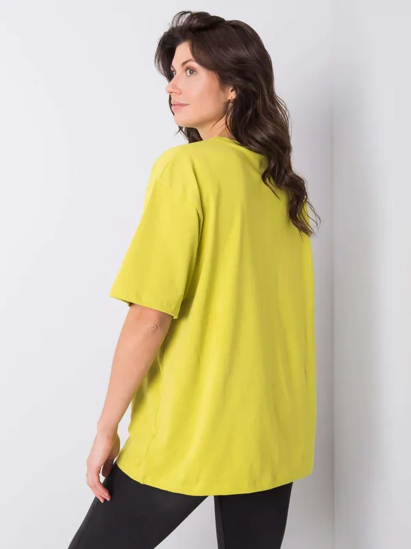 RUE PARIS Ciemnożółty t-shirt bawełniany