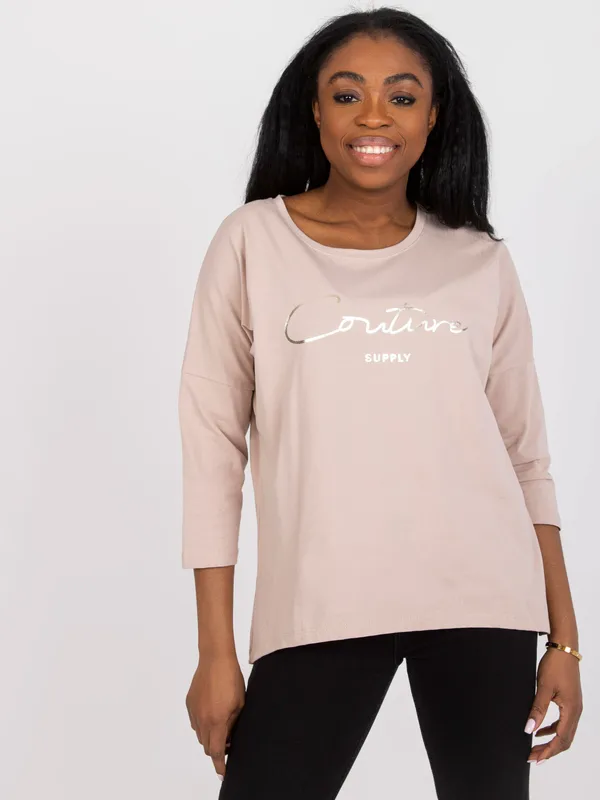 Casualowa bluzka z napisem w stylu oversize - widok 2