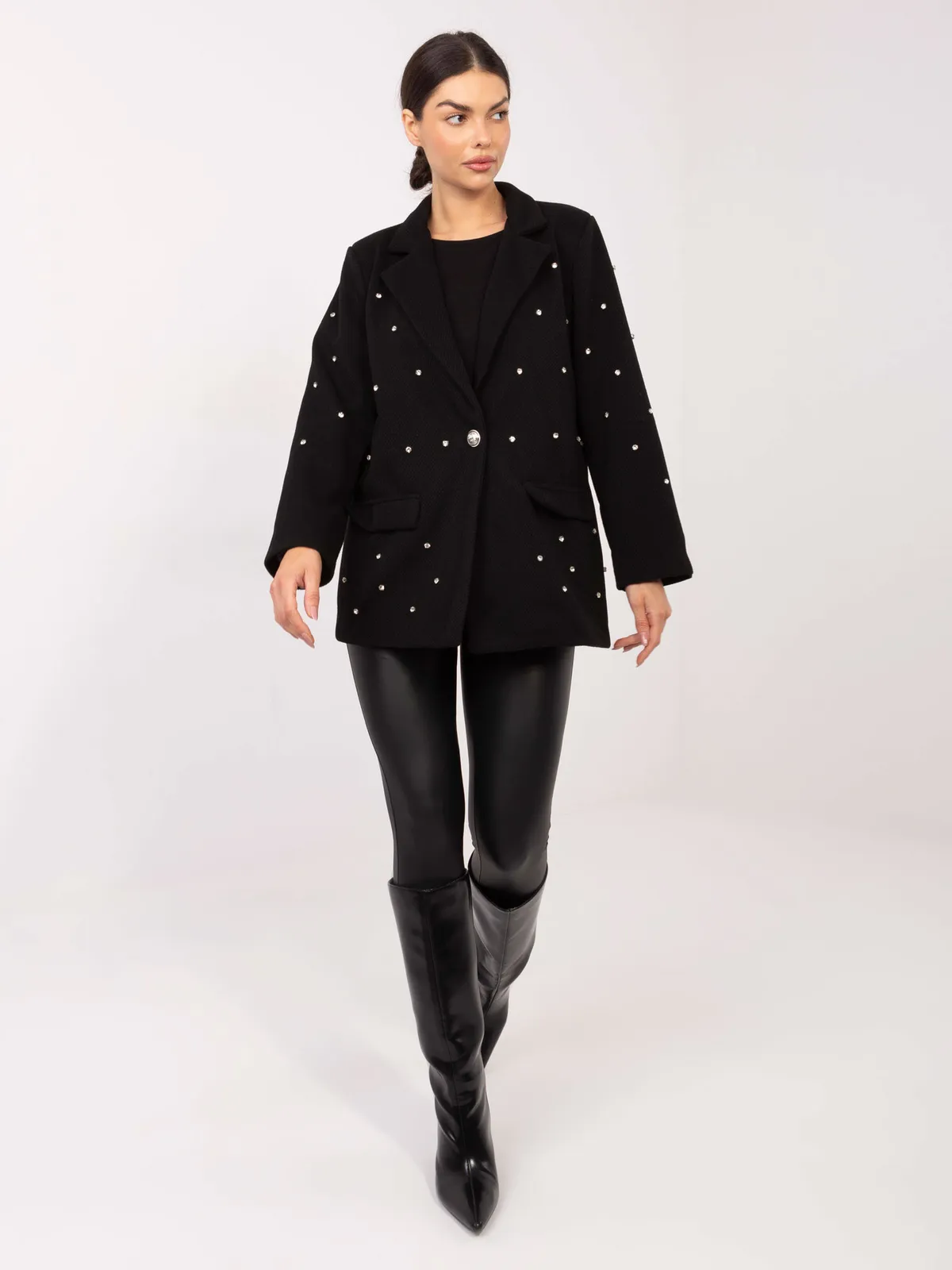 Oversize marynarka wizytowa z ozdobnymi dżetami - zdjęcie 1