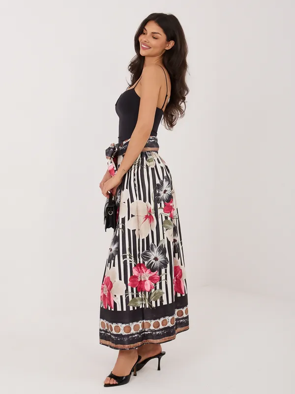 Rozkloszowana spódnica midi z wiązanym pasem - widok 2