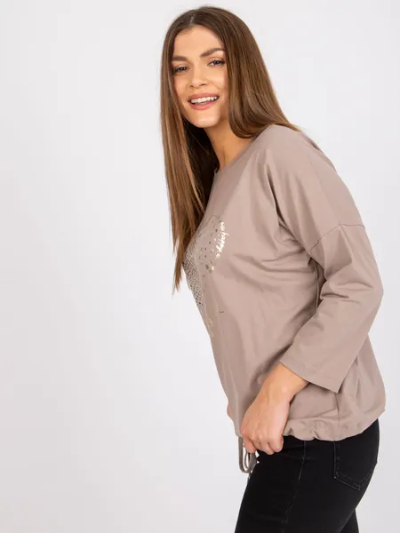 Casualowa bluzka oversize z ozdobnym nadrukiem serca