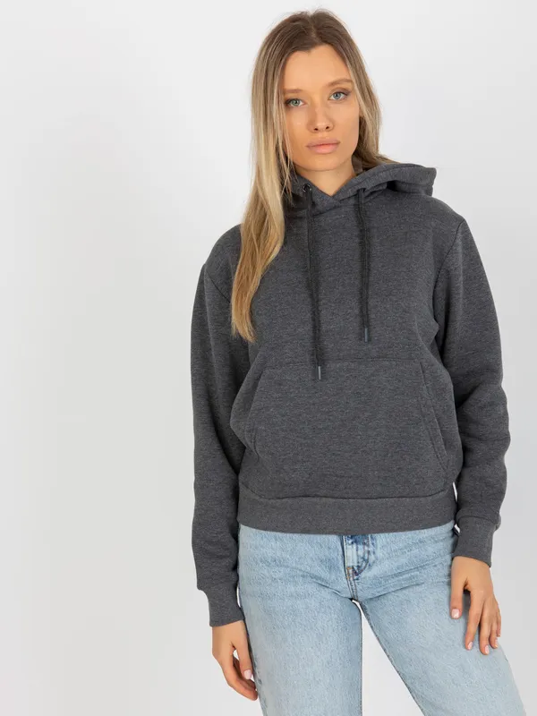 Ciemnoszara dresowa bluza basic kangurka RUE PARIS