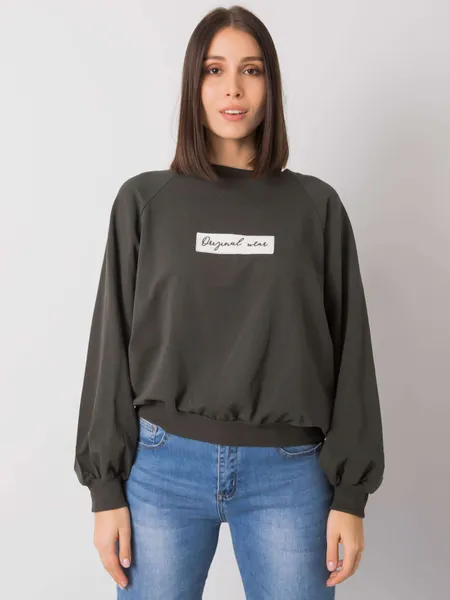 Casualowa bluza z napisem i obniżoną linią ramion