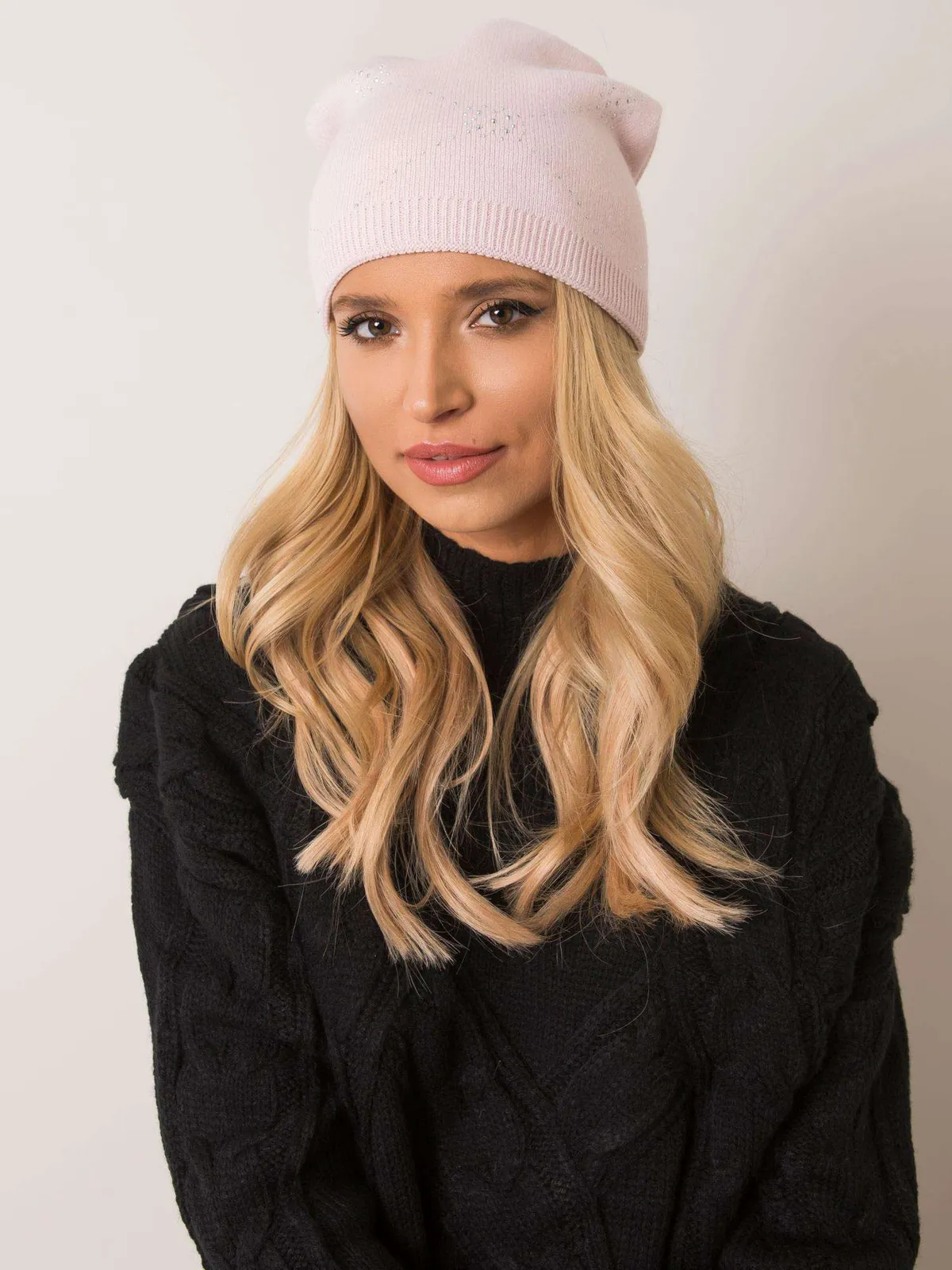RUE PARIS Jasnoróżowa czapka beanie - zdjęcie 2