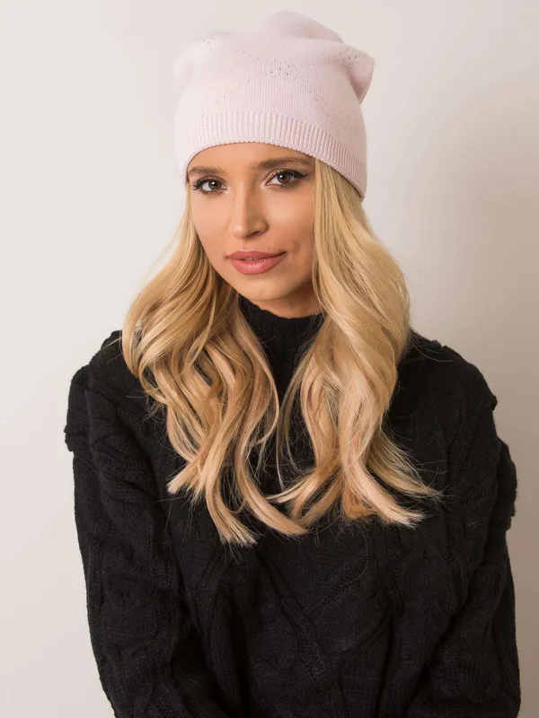 RUE PARIS Jasnoróżowa czapka beanie - widok 2