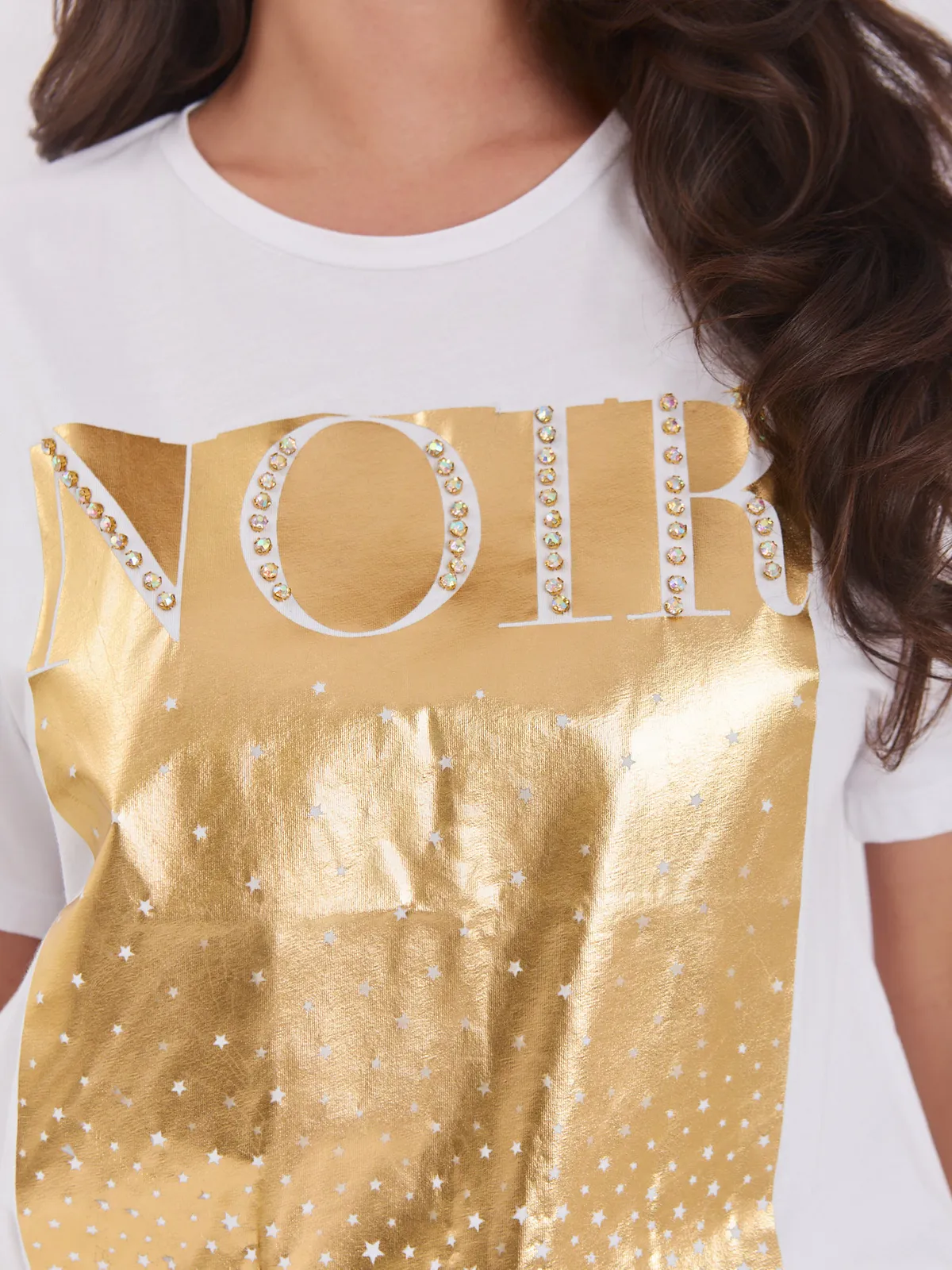 Czarny damski t-shirt bawełniany - zdjęcie 5