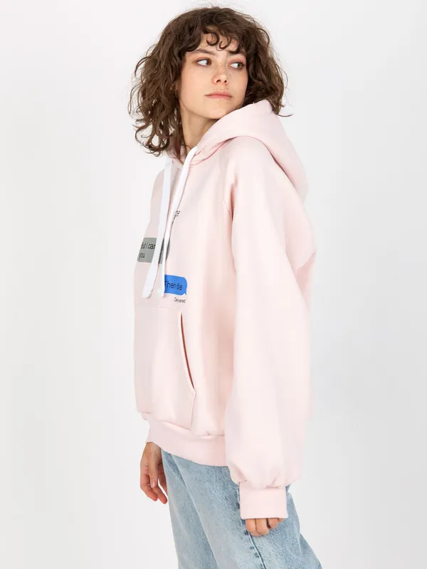 Jasnoróżowa dresowa bluza z nadrukiem oversize