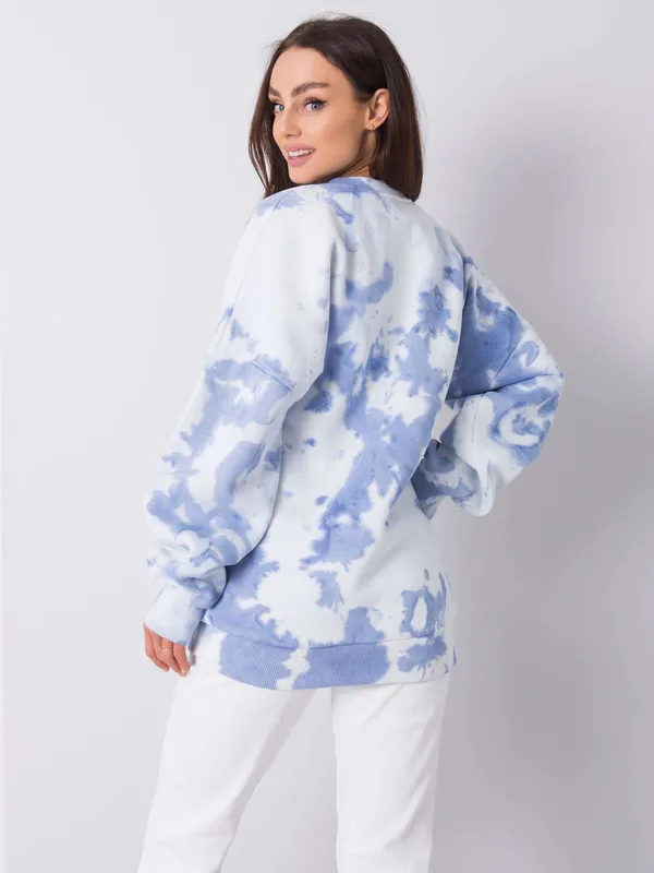 RUE PARIS Niebieska bluza z efektem tie dye