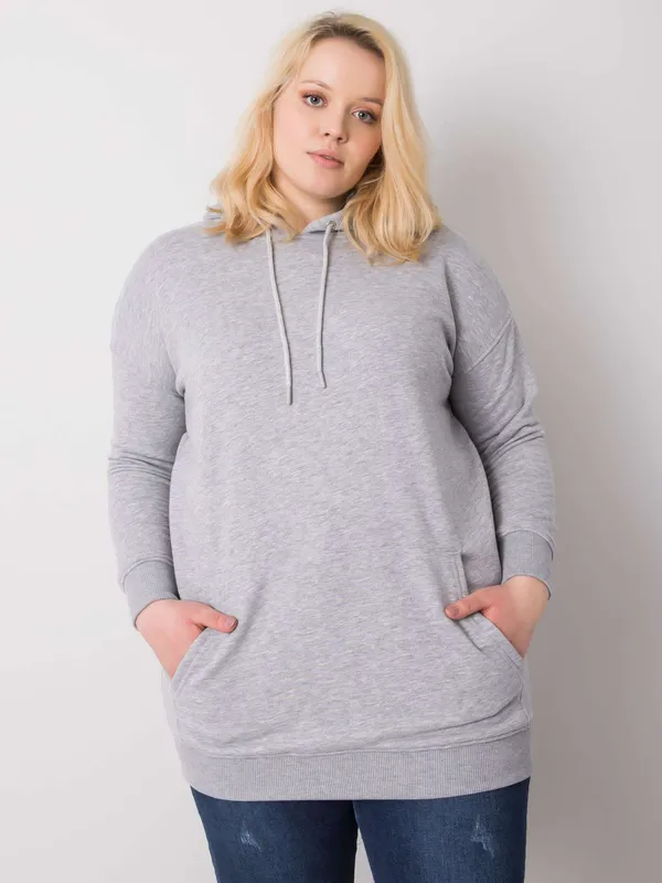 Czarna bawełniana bluza plus size z kapturem - widok 2