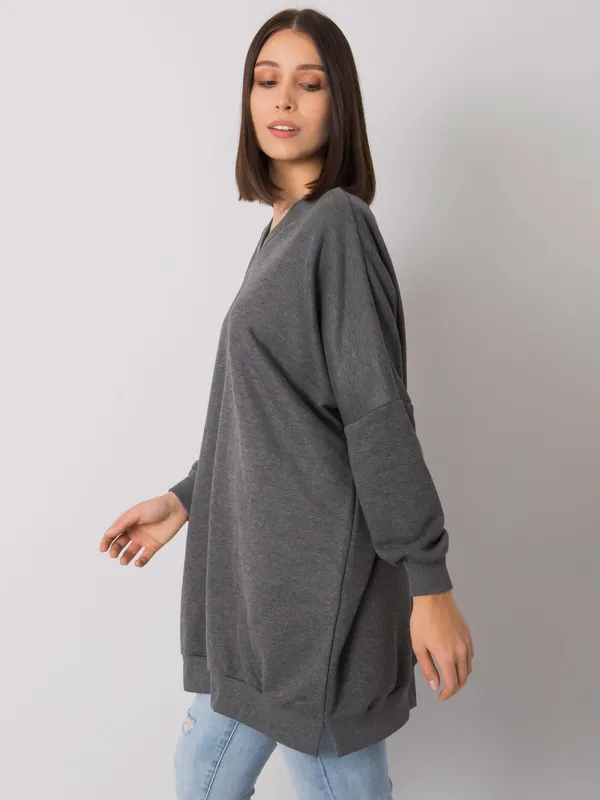 Casualowa tunika oversize z suwakiem na plecach - widok 2