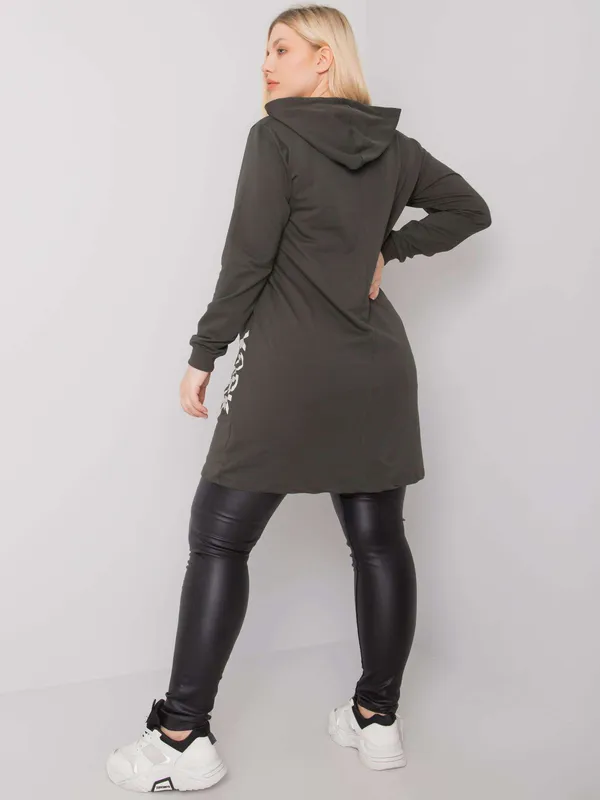 Brudnoróżowa bawełniana tunika plus size - widok 2