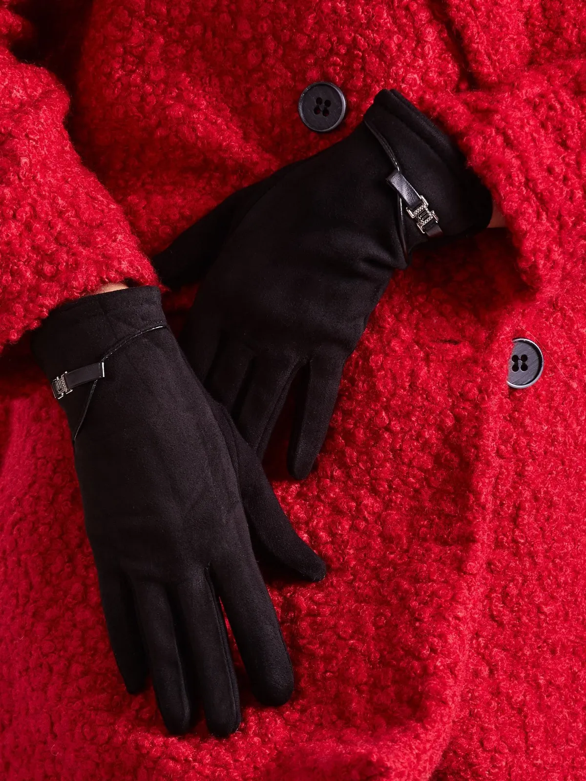Damskie eleganckie rękawiczki ciemnoszare - zdjęcie 4