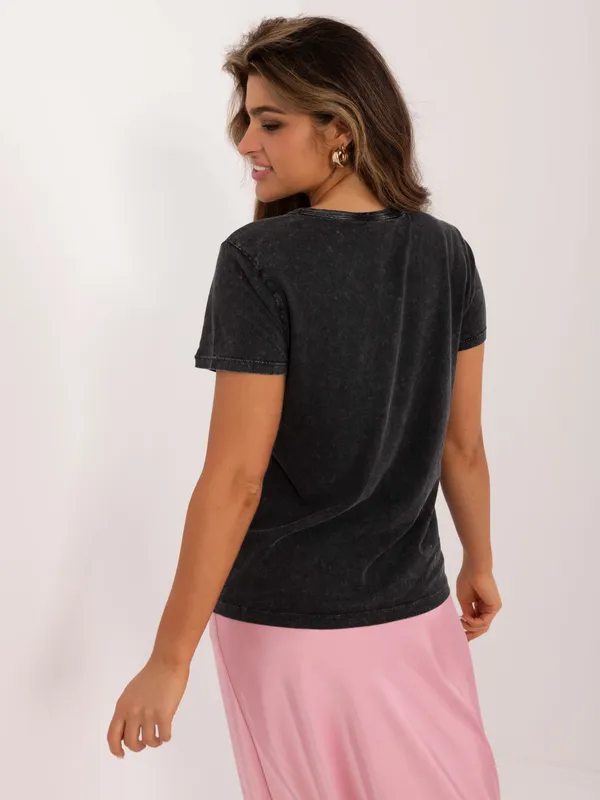 T-shirt z grafiką w stylu vintage i motywem roślinnym - widok 2