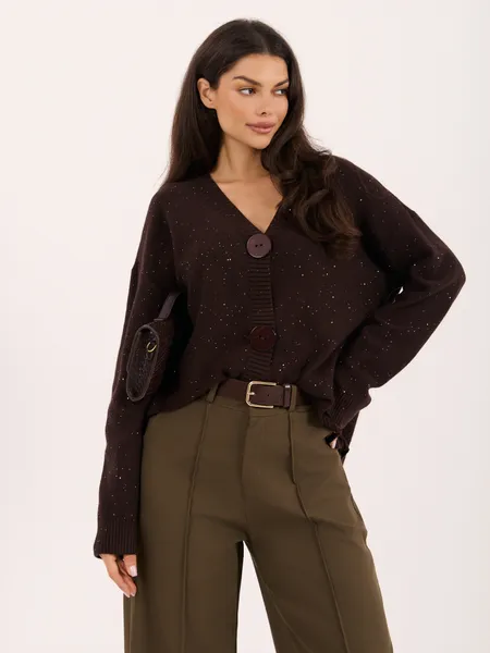 Kardigan oversize zapinany na duże guziki