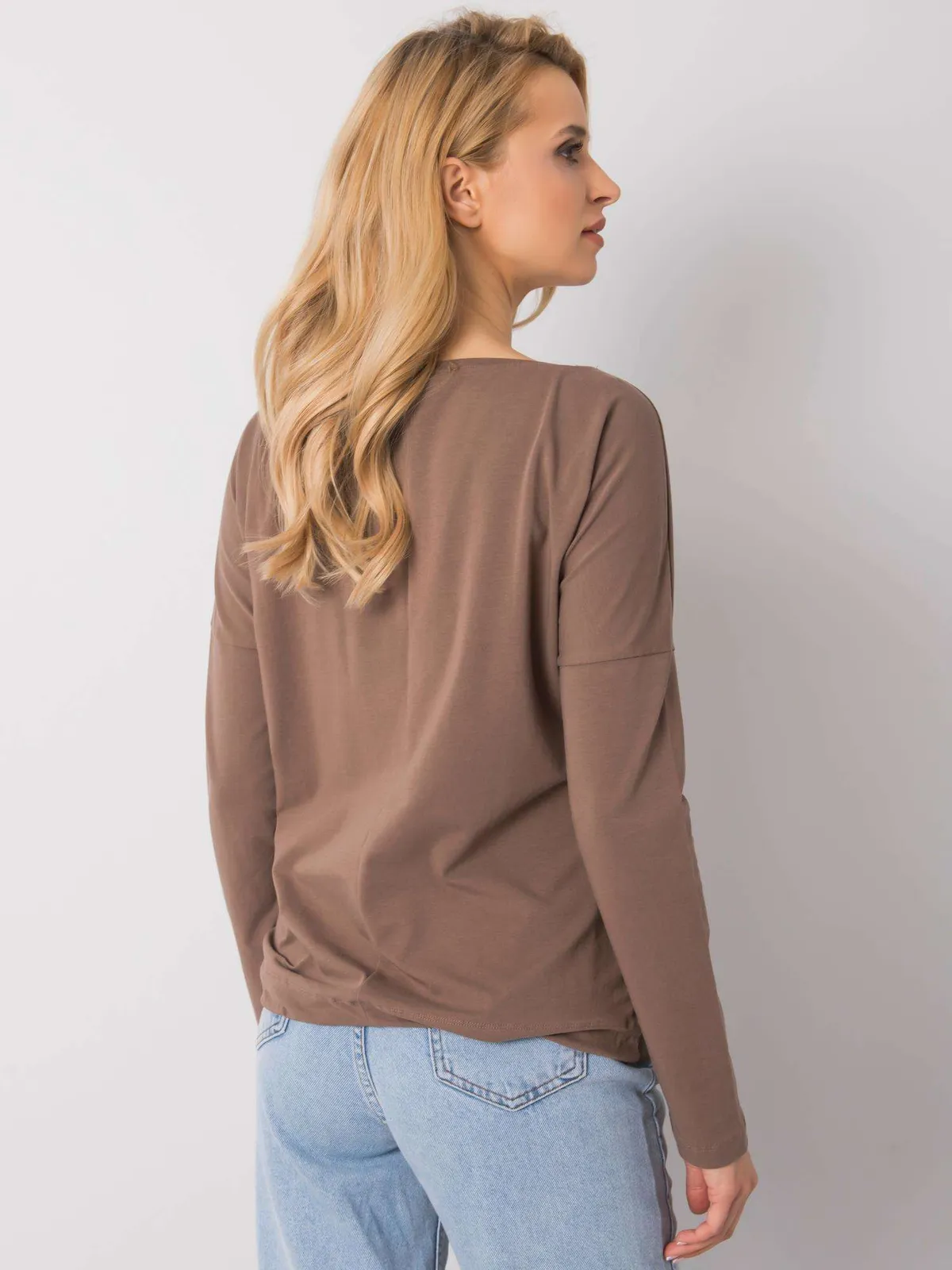 Bluzka basic brązowa - zdjęcie 2