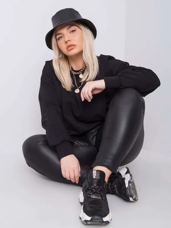 Jasnoróżowa gładka bluza plus size - widok 2
