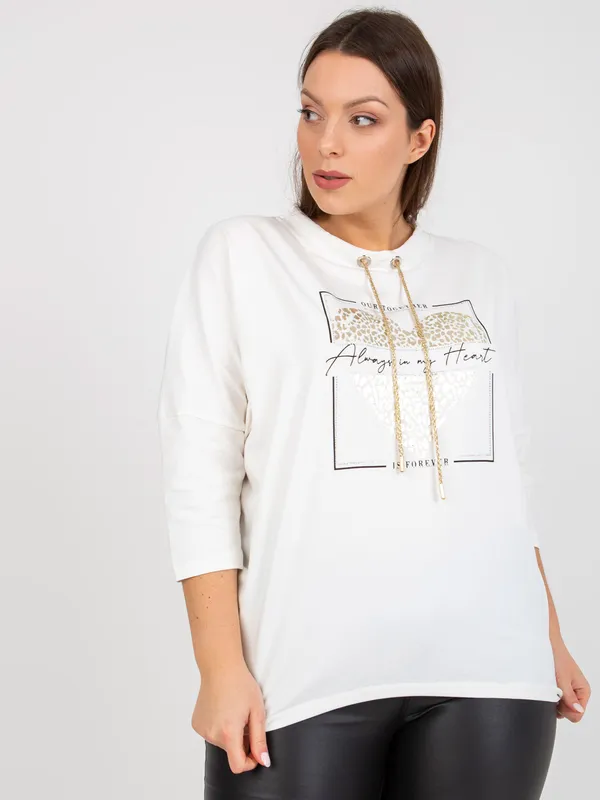 Casualowa bluza oversize z ozdobnym dekoltem - widok 2