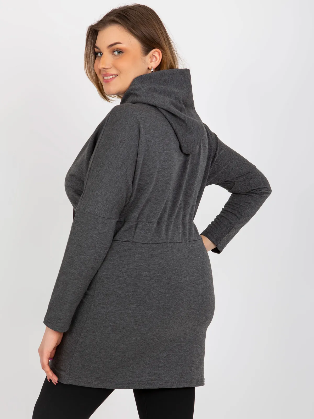 Jasnofioletowa rozpinana bluza plus size ze ściągaczem - zdjęcie 1