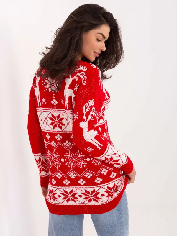 Długi świąteczny sweter o kroju oversize