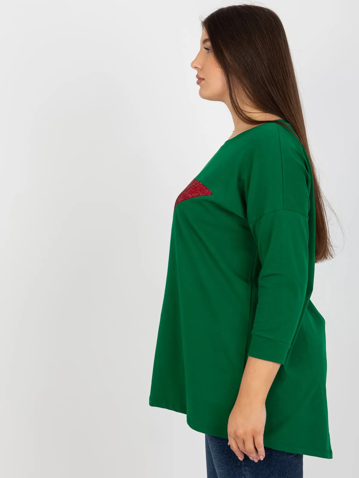 Śliwkowa bluzka plus size z rękawem 3/4 - zdjęcie 5