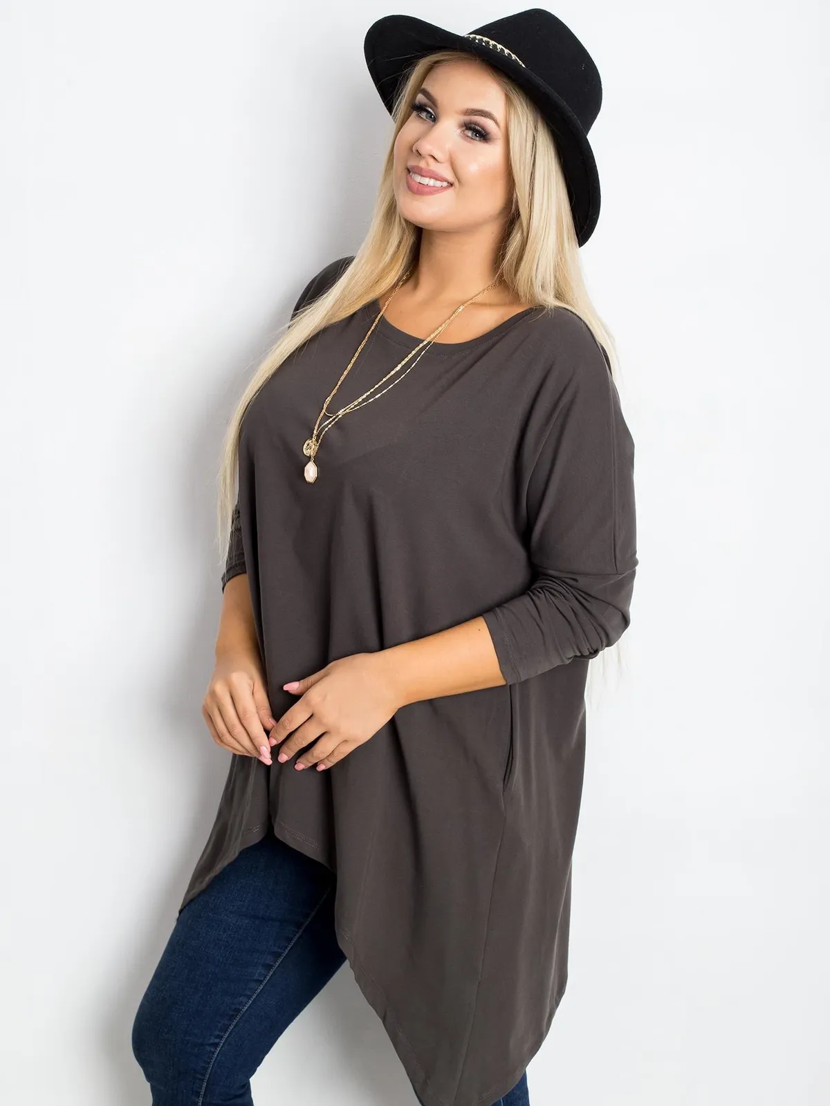 Tunika czerwona plus size - zdjęcie 5