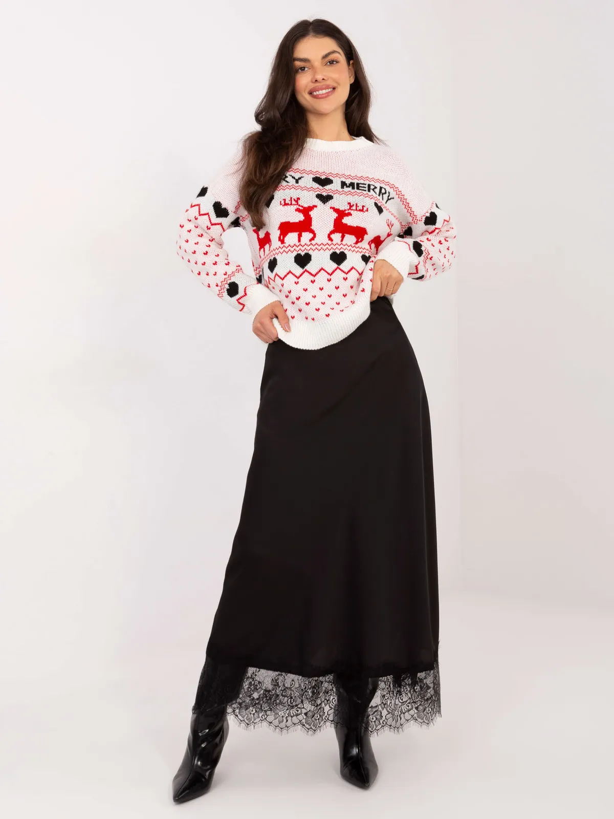 Świąteczny sweter oversize w norweskie wzory - zdjęcie 1