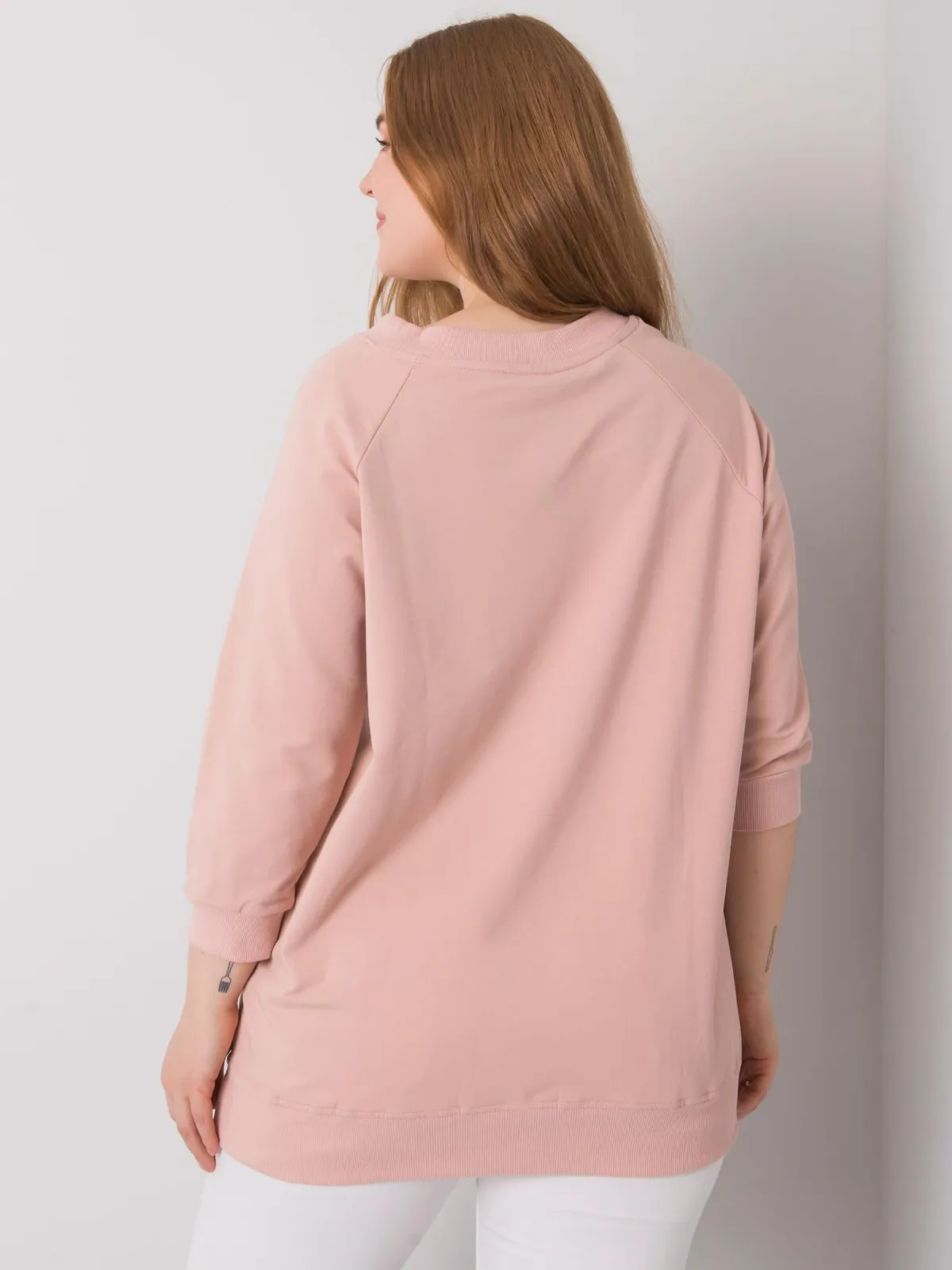 Żółta bluza plus size z dekoltem V - zdjęcie 3