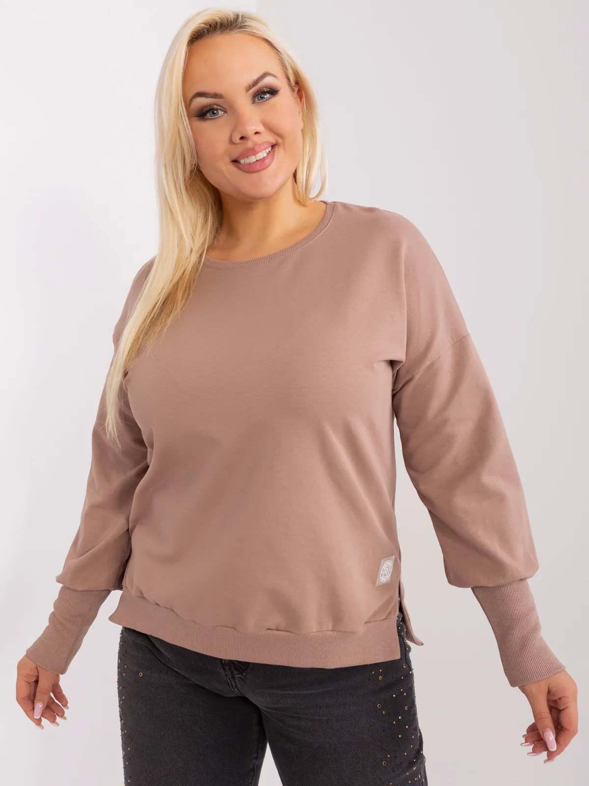 Ecru bawełniana damska bluzka plus size - zdjęcie 3