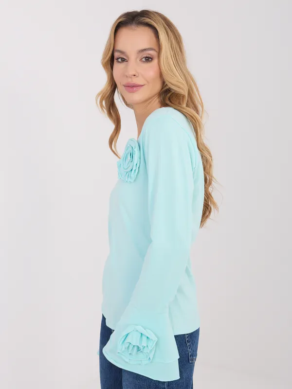 Bluzka z długim rękawem zdobiona kwiatami
