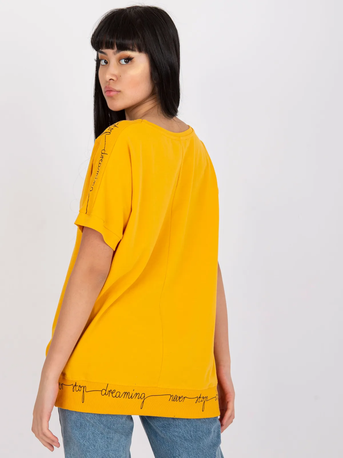 Casualowa bluzka oversize z ozdobnym nadrukiem - zdjęcie 1