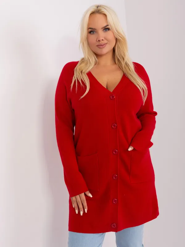 Kobaltowy damski sweter rozpinany plus size - widok 2