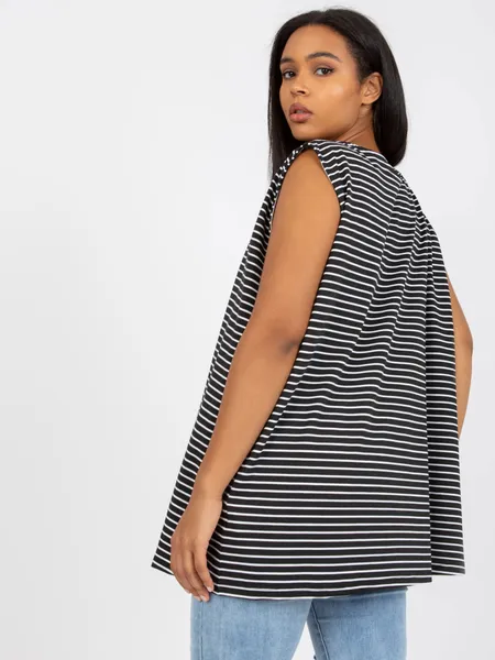 Biało-różowy top plus size bawełniany