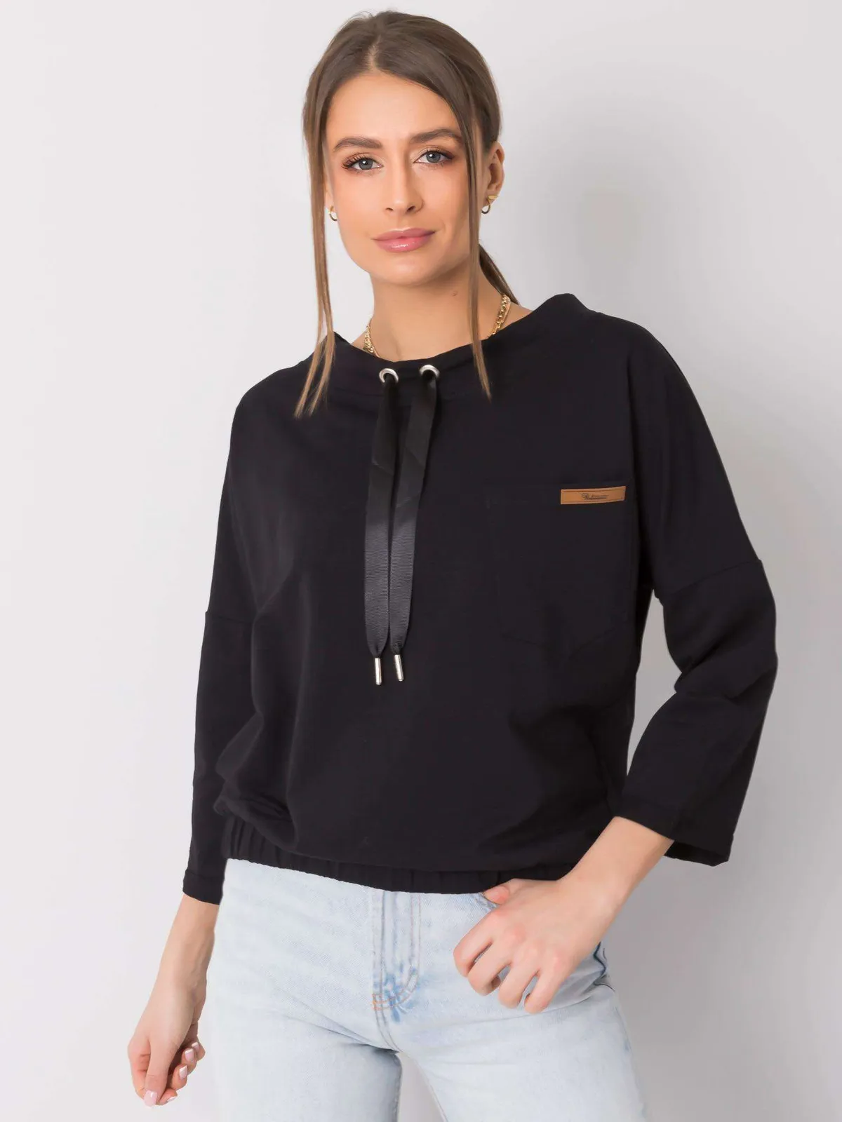 Czarna bluza bawełniana oversize - zdjęcie 2