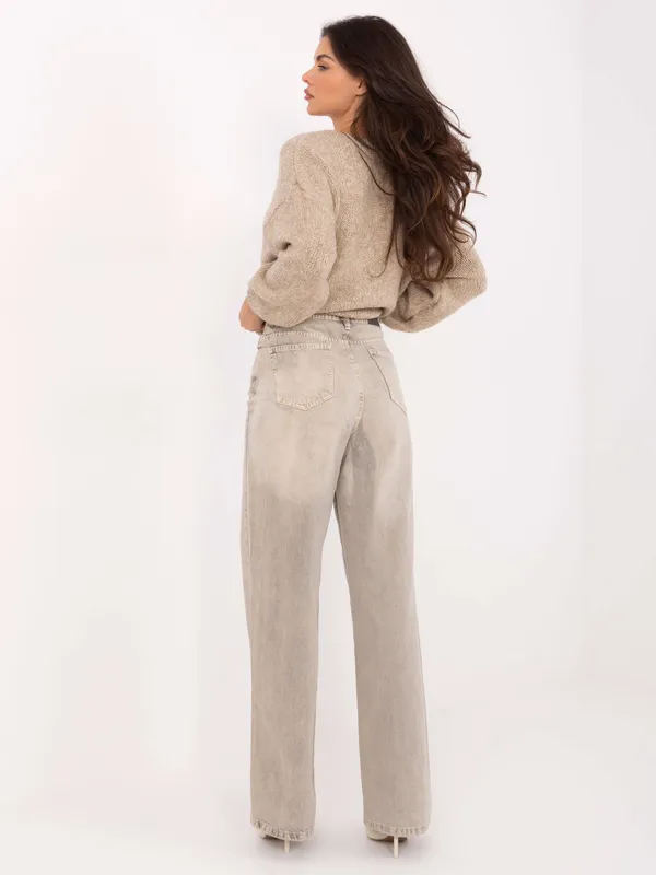 Klasyczne jeansy o kroju wide leg z wysokim stanem - widok 2