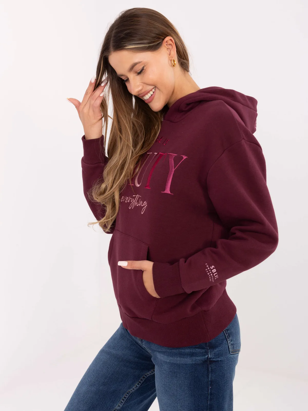 Casualowa bluza z kapturem i nadrukiem oversize - zdjęcie 5